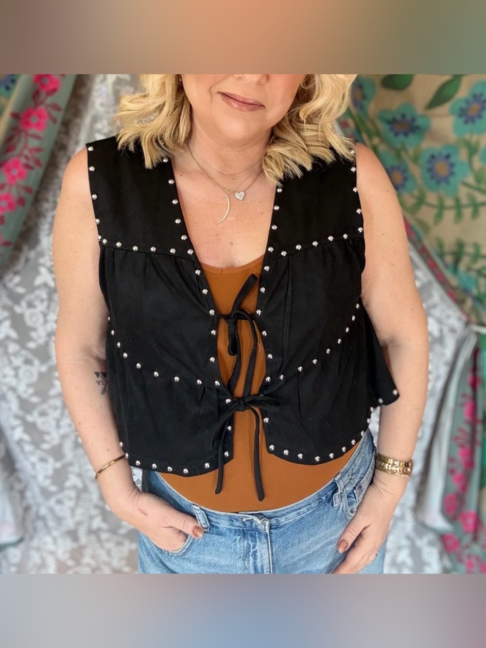 Black Studded Jessie Vest